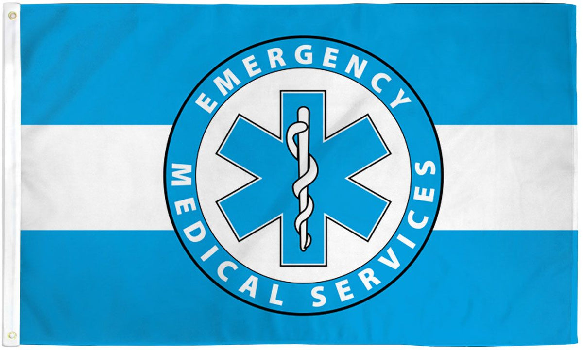 EMS EMERGENCY MEDICAL WHITE LINE 3 X 5 FLAG ( sold by the piece )