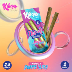 Bubble Yumz THC-A(Industrial Hemp Derived) 2.5Gram Palm Leaf Pre Roll Box of 10 pouches, 2 rolls per pouch