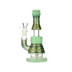 8" Water Pipe Gold Fume Glass with M9 Glass Perc and 14mm Male Bowl