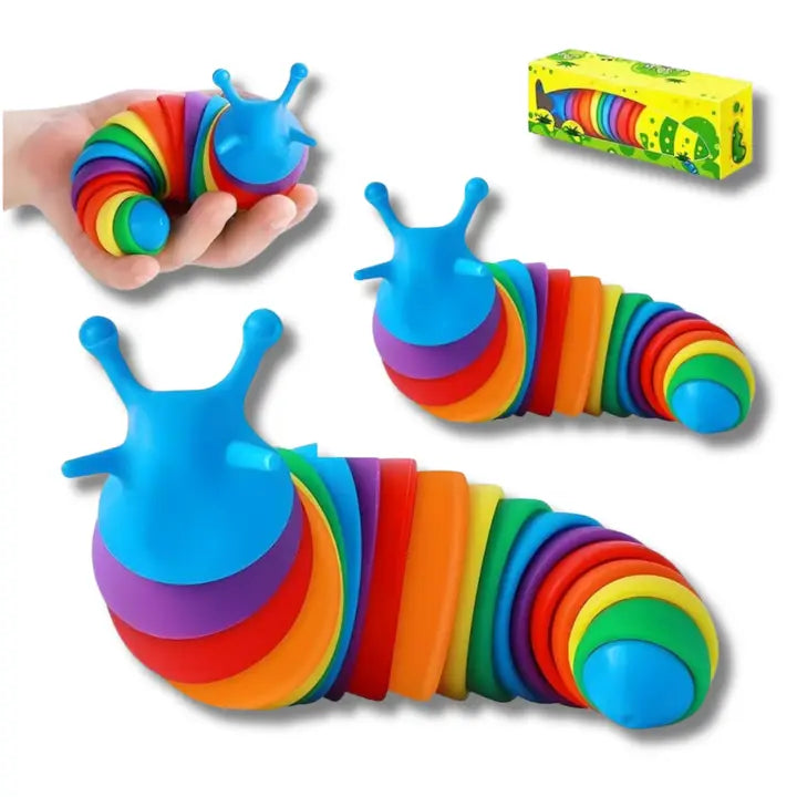 Sensory Fidget Slug Kids Toys Rainbow - Assorted