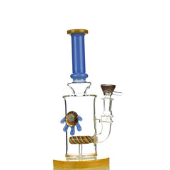 10" Water Pipe with Drippy Locket Art and L-Line perc and 14mm Male Bowl