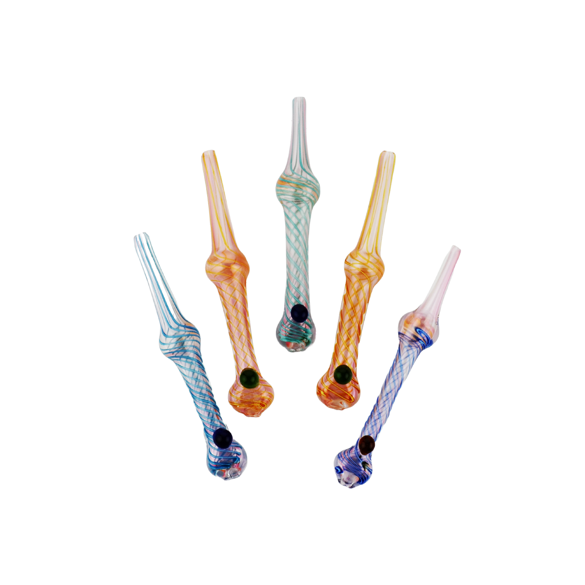 6" Dab Straw Silver Fume Glass with Twisting and Locket Art  Nectar Collector
