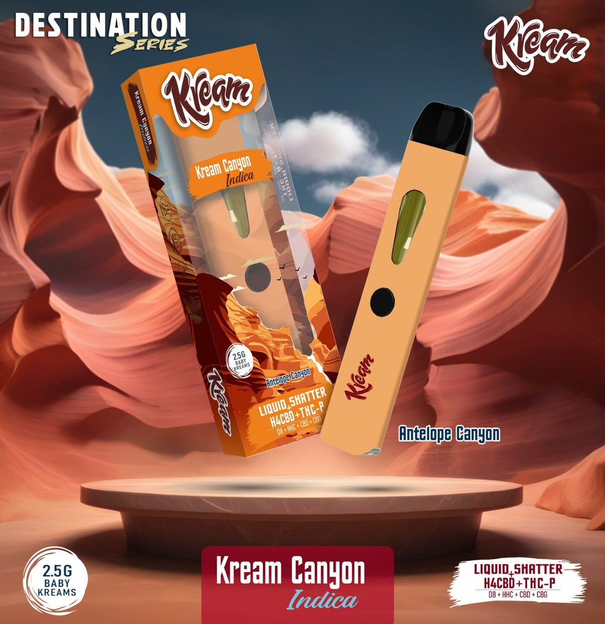 Kream Canyon Industrial Hemp Derived Liquid Shatter+THC- A+THC-P+D8+HHC+CBD+CBG+H4CBD 2.5 Gram Disposable, Box of 5