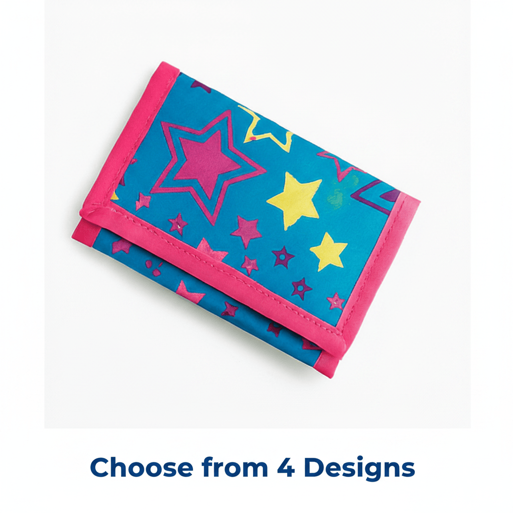 Girls Colorful Velcro Wallet ƒ?? Fun Prints | Rainbows, Stars & More | Ages 3+