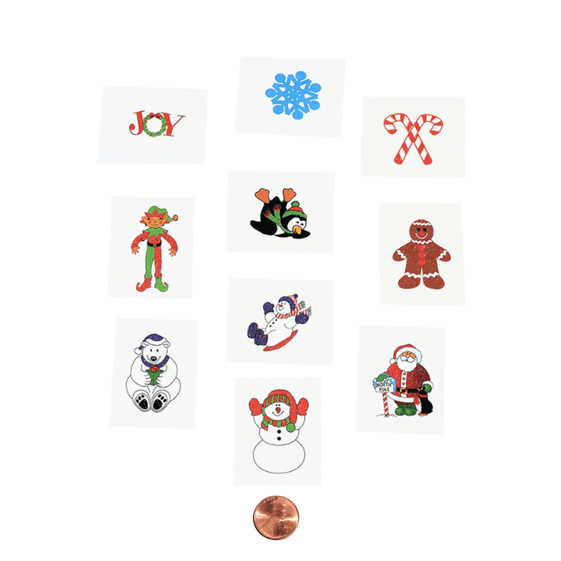 Glitter Holiday Temporary Tattoos (144 total tattoos in 2 bags) 6?› each
