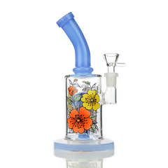 8" Water Pipe with Tree Chamber and Flower Art with 14mm Male Bowl