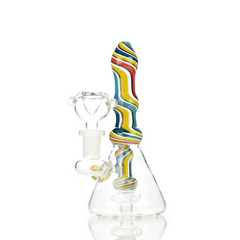 6" Water Pipe Bong Reversal Art Neck with Locket and 14mm Male Bowl