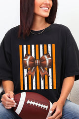 Fiery Orange & White Varsity Bow Comfort Colors Adult Ring-Spun Cotton Tee