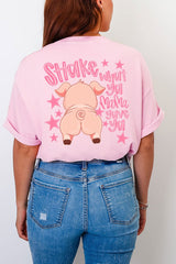 Oink Oink Shake Full Front & Back Design Comfort Colors Adult Ring-Spun Cotton Tee