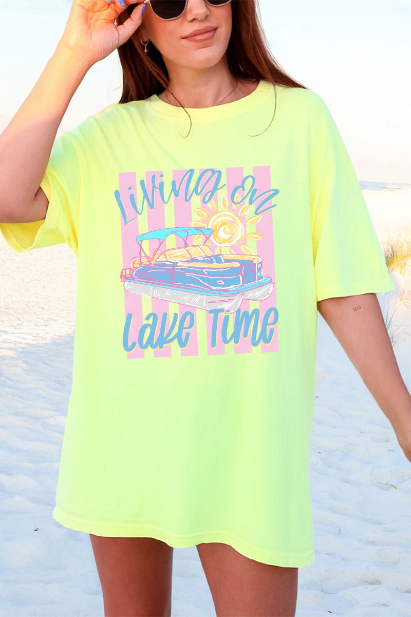 Living On Lake Time Comfort Colors Adult Ring-Spun Cotton Tee