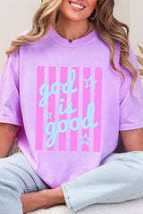 Pastel Pop God Is Good Comfort Colors Adult Ring-Spun Cotton Tee