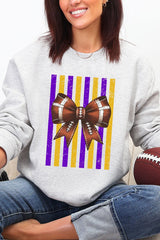Purple & Yellow Gold Varsity Bow Heavy Blend Crew Sweatshirt