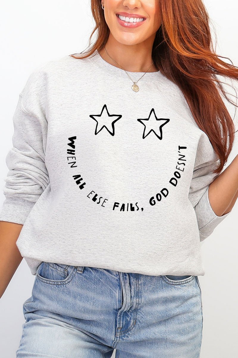 Star Eyes God Never Fails Heavy Blend Crew Sweatshirt