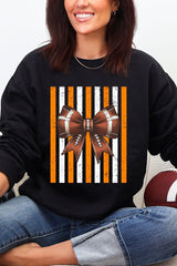 Fiery Orange & White Varsity Bow Heavy Blend Crew Sweatshirt