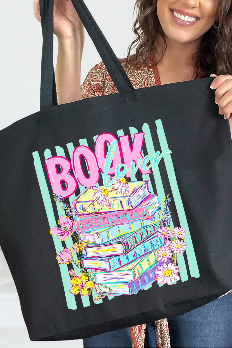 Petals & Paperback Book Lover Canvas Jumbo Tote