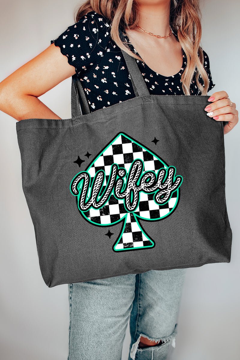 Lucky Spade Wifey Canvas Jumbo Tote