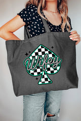 Lucky Spade Wifey Canvas Jumbo Tote