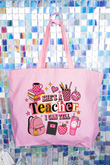 She's A Teacher I Can Tell Canvas Jumbo Tote