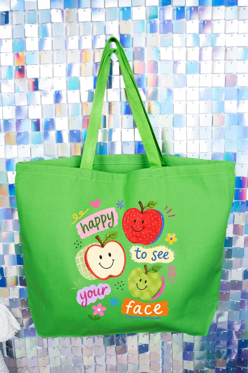 Happy To See Your Face Canvas Jumbo Tote