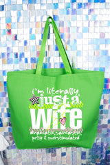 Literally Just A Wife Canvas Jumbo Tote