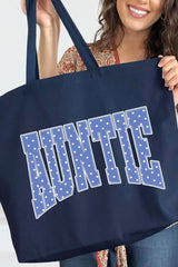 Blue Dot Auntie Canvas Jumbo Tote