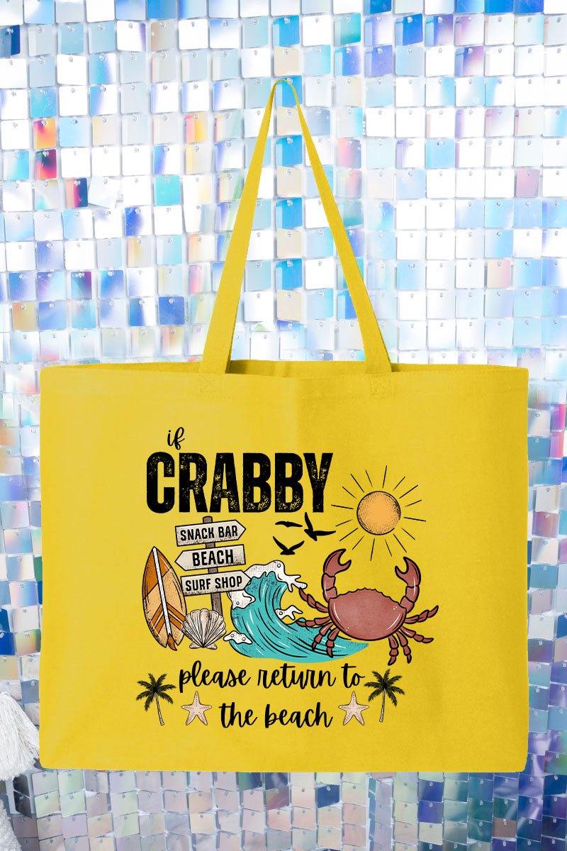 Crabby Beach Canvas Jumbo Tote