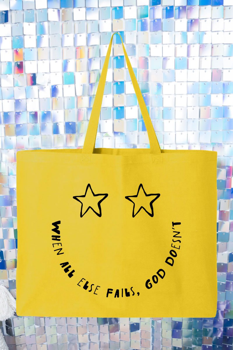 Star Eyes God Never Fails Canvas Jumbo Tote