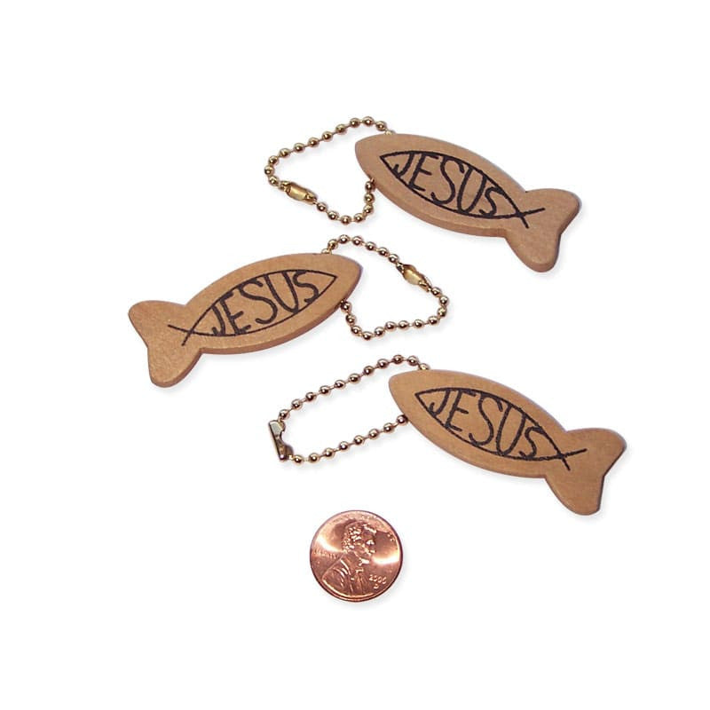 Wooden "Jesus" Fish Key Chains (24 total key chains in 2 bags) 38?› each