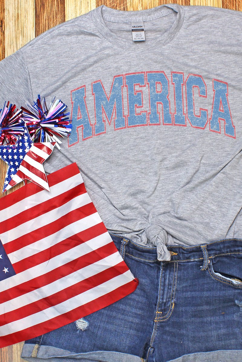 Grunge Arched America Unisex Dri-Power Poly Tee