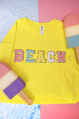 Colorful Beach Chenille Patch Dri-Power 50/50 Tee