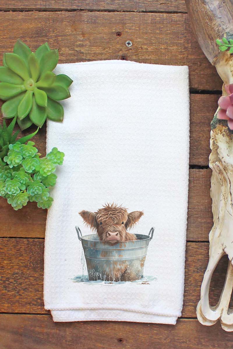 Highland Water Bucket Waffle Kitchen Towel