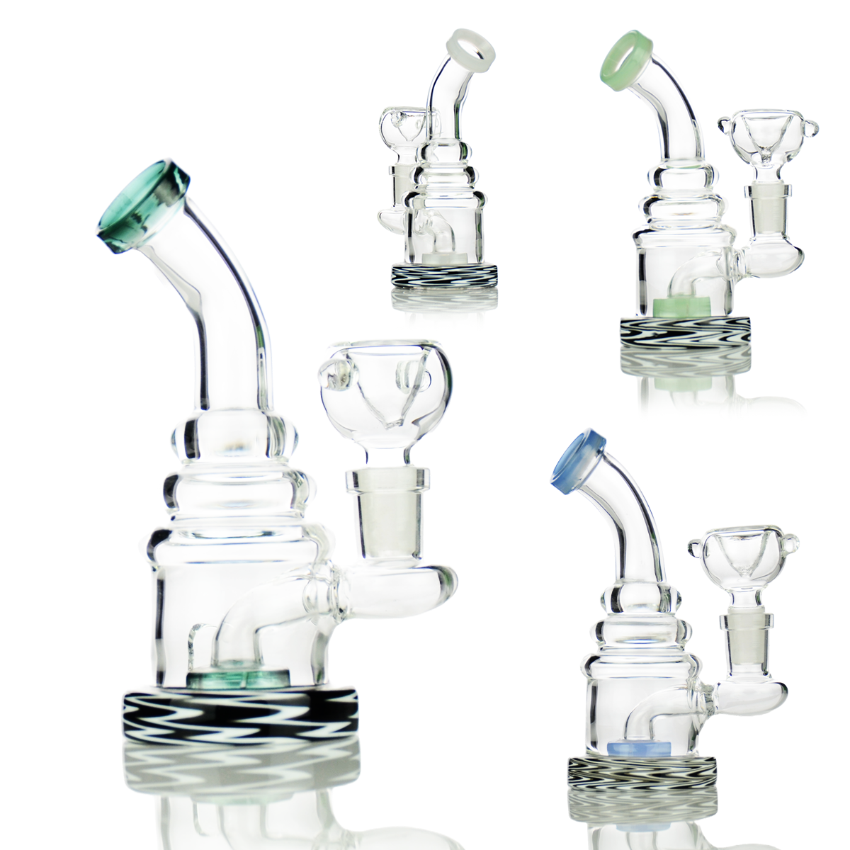 6" Wig Wag Base Water Pipe with 14mm Male Bowl