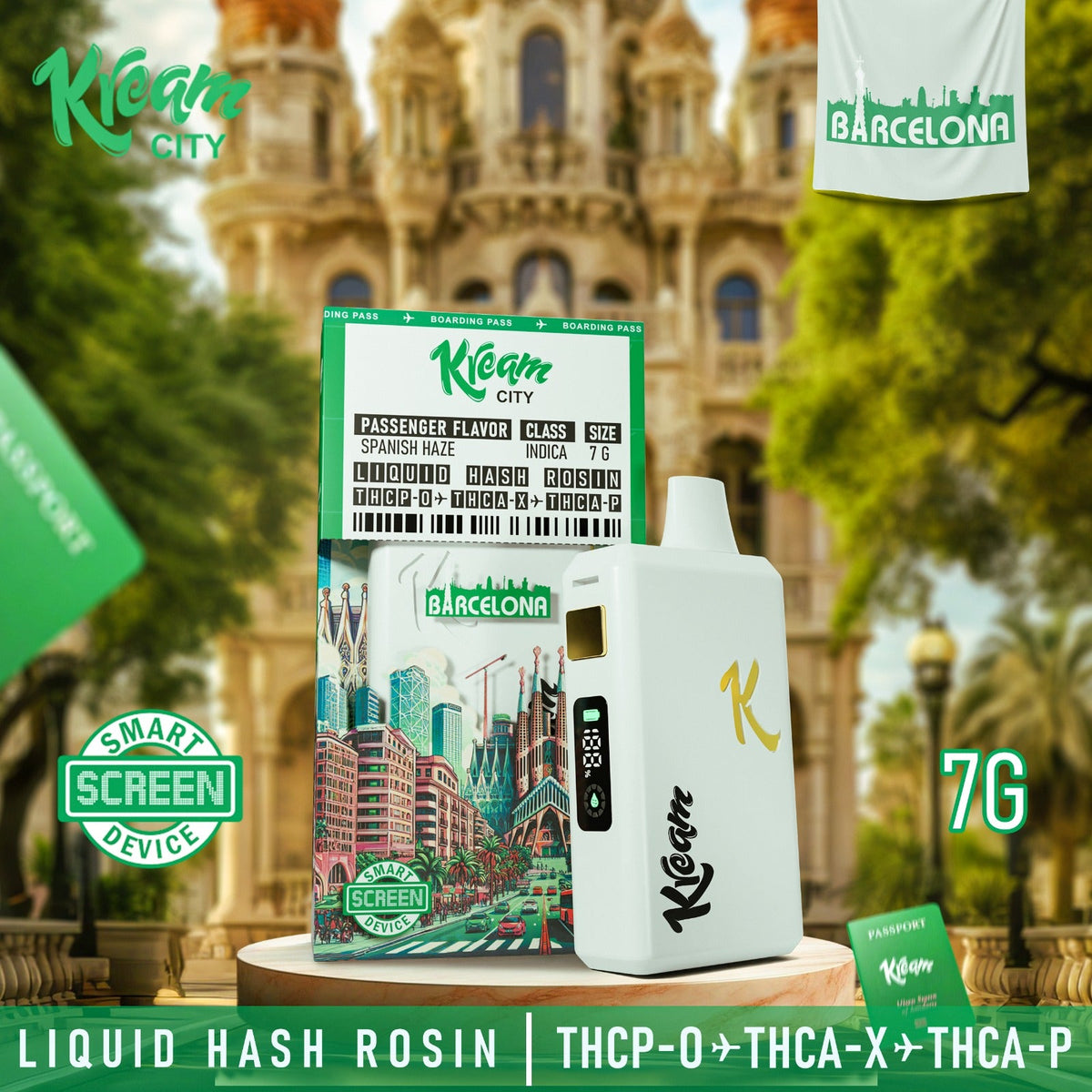 Kream City Spanish Haze (Industrial hemp derived) Liquid Hash Rosin+THCP-O+THCA-X+THCA-P, 7Gram Disposable Box of 8