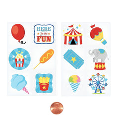 Carnival Themed Temporary Tattoos Bulk (360 tattoos/package) 5?› each