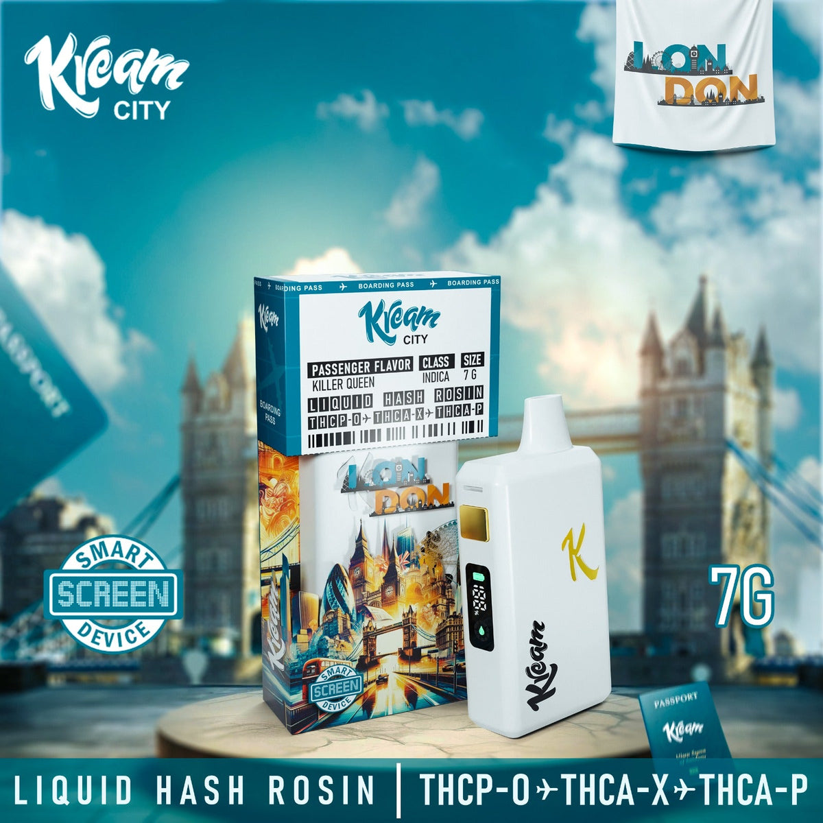 Kream City Killer Queen (Industrial hemp derived) Liquid Hash Rosin+THCP-O+THCA-X+THCA-P, 7Gram Disposable Box of 5