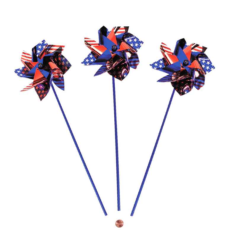 Large Silver Red and Blue Pinwheels (24 total pinwheels in 2 bags) $1.15 each