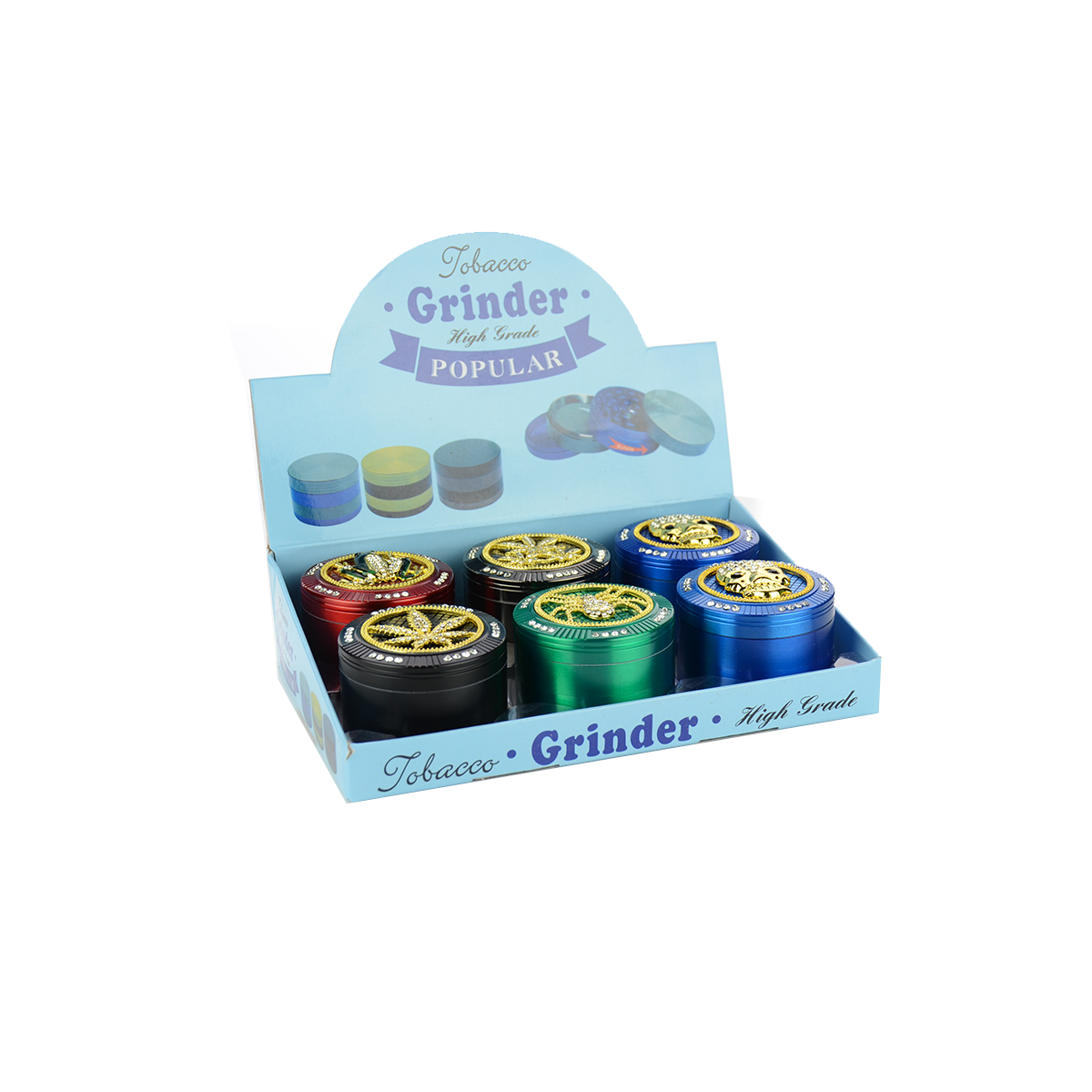 63mm Zinc Grinder - 4 Parts - Display of 6 Pcs