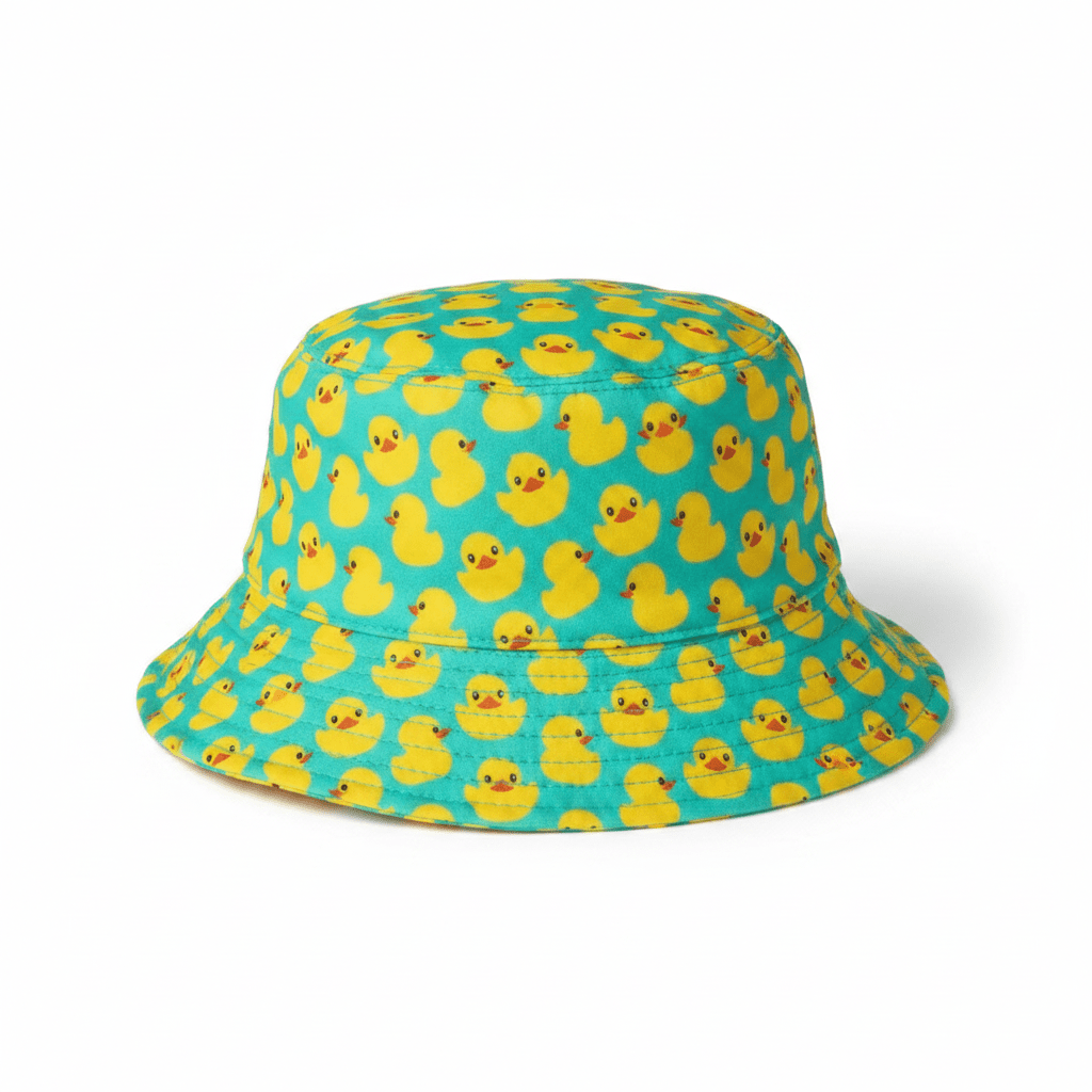 Lucky Ducky Pink & Green Polyester Bucket Hats
