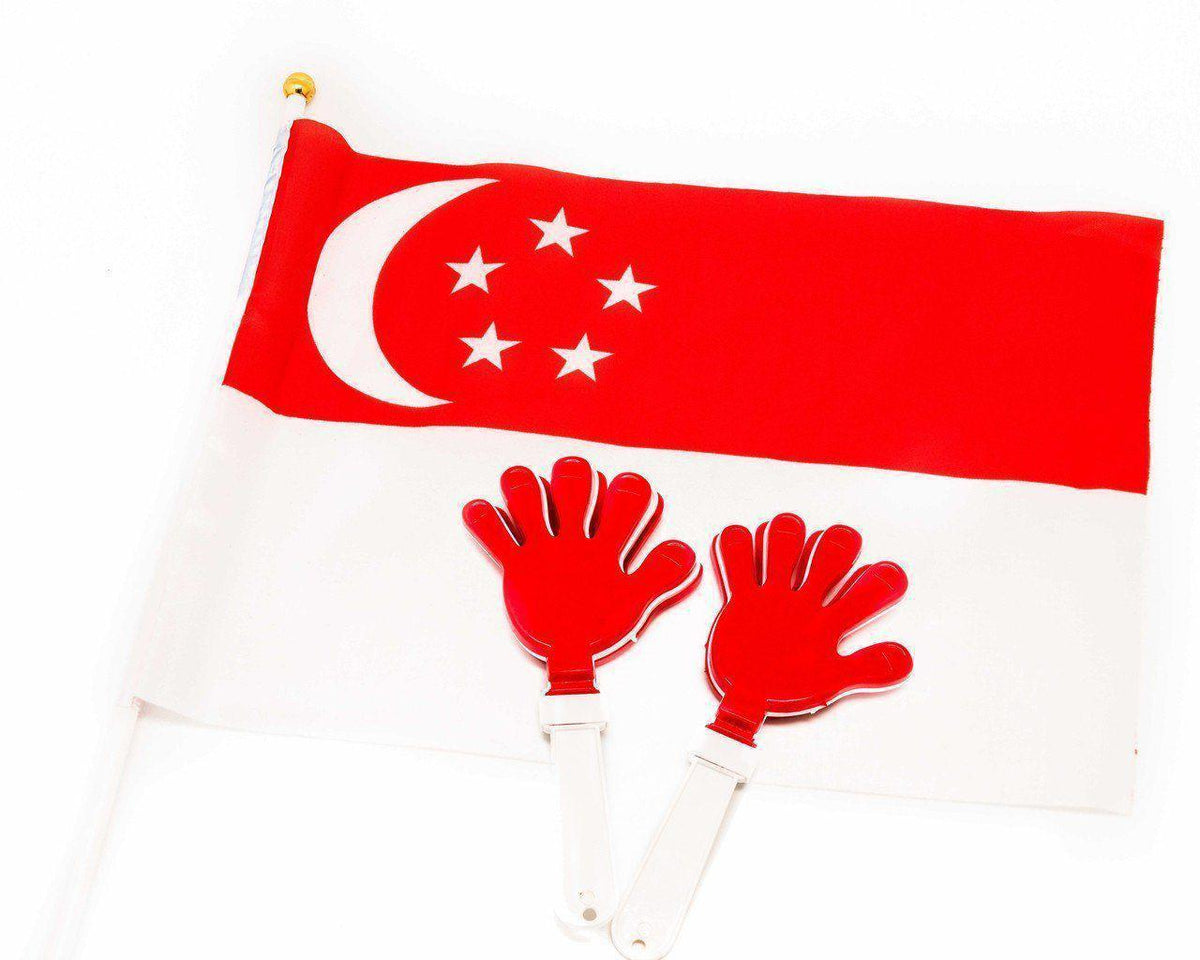 Singapore Hand Held Flag and Hand Clapper Set