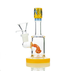 6" American Rod Color Water Pipe with Wig Wag Glass Art and 14mm Male Bowl