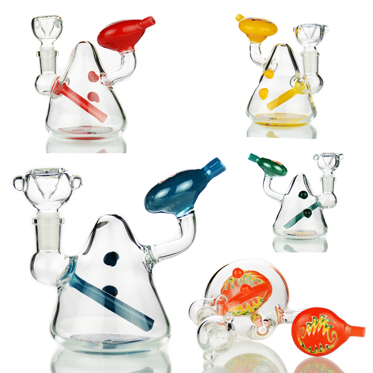 6" American Rod Color Water Pipe Bong with 14mm Male Bowl