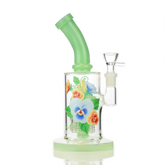 8" Water Pipe with Tree Chamber and Flower Art with 14mm Male Bowl
