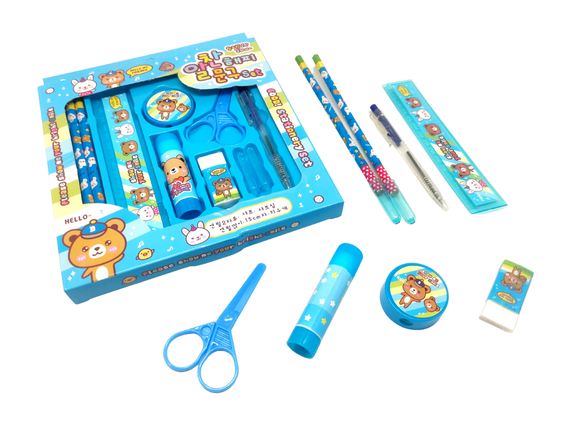 9 Piece Cartoon Design Stationery Set