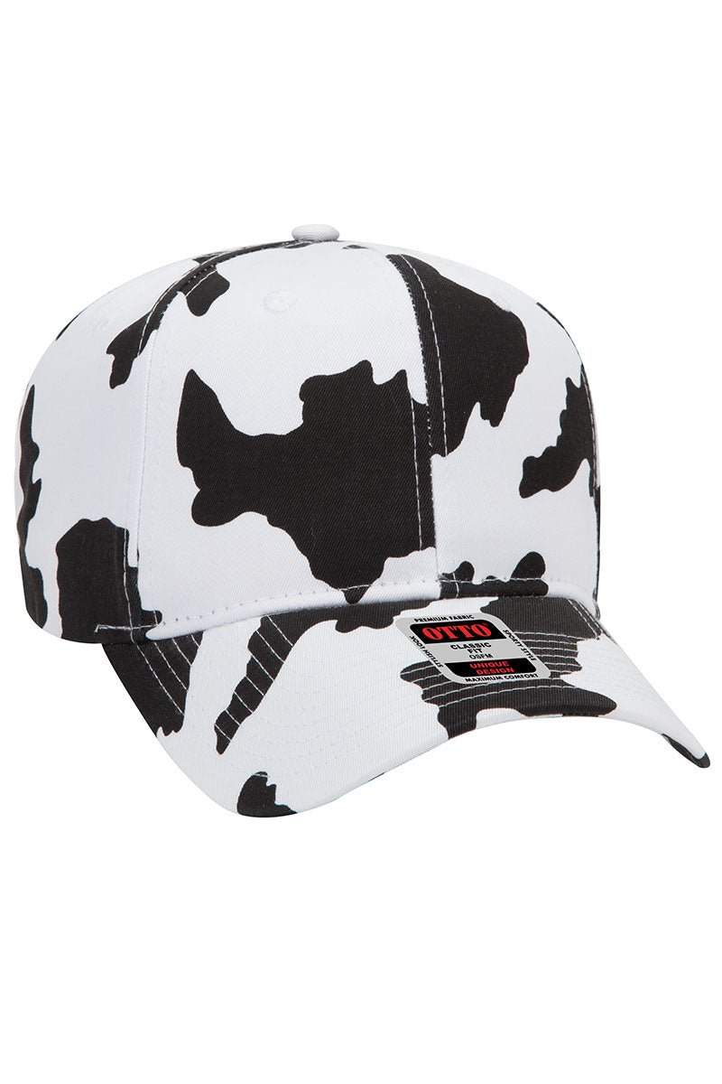 OTTO Black and White Cow Mid Profile Baseball Cap
