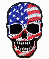 AMERICAN FLAG SKULL 4 INCH PATCH (Sold by the piece)