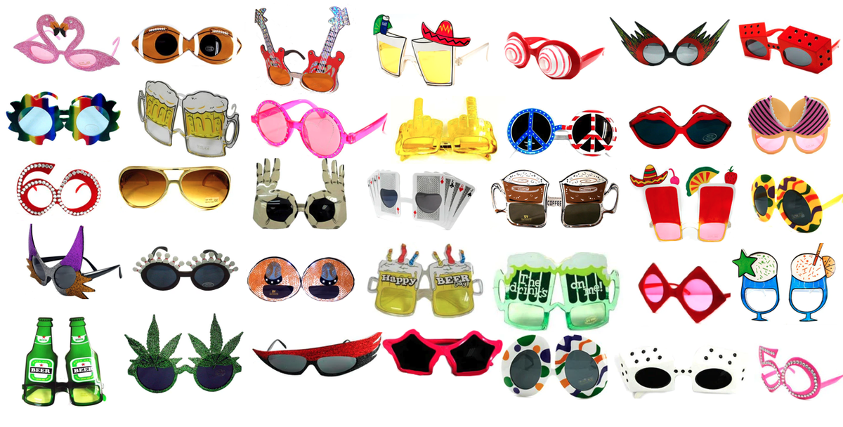 ASSORTED CLOSEOUT STYLES NOVELTY PARTY GLASSES (Sold by the piece or dozen ) ONLY $1.00