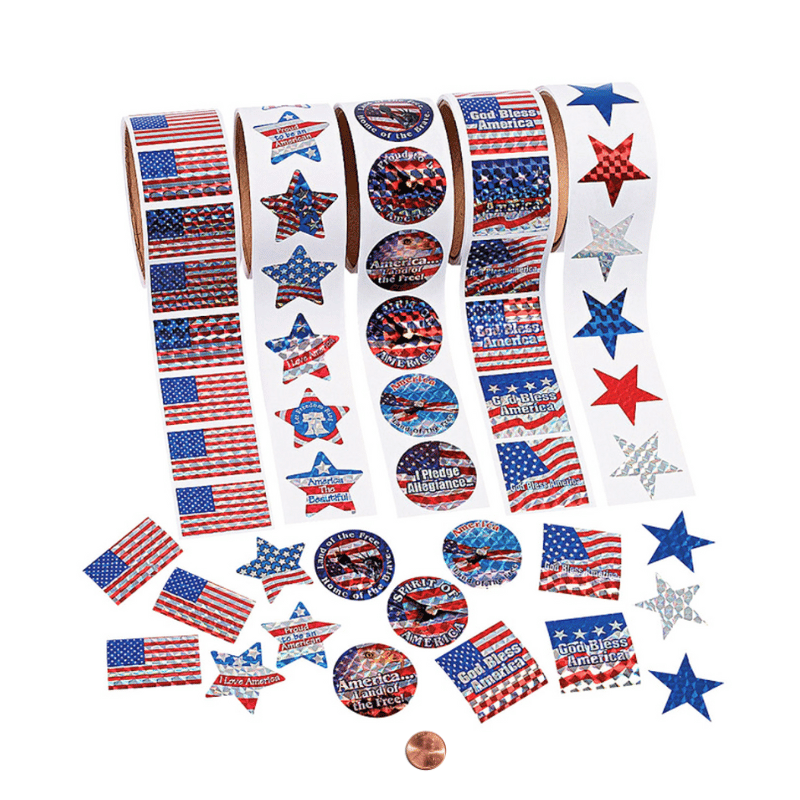 Patriotic Rolls of Stickers Assortment (500 stickers/package) 2?› each