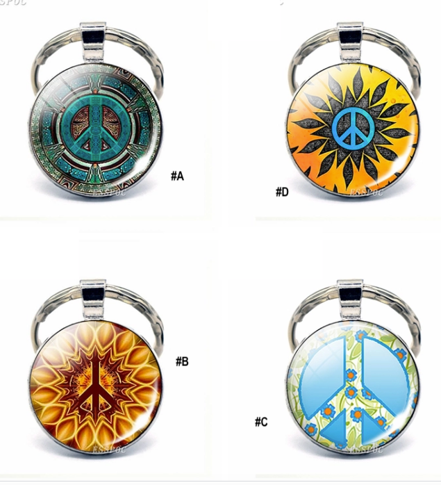 PEACE SIGN SILVER  KEYCHAINS  (sold by the style or assorted)