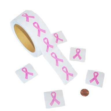 Pink Ribbon Stickers (500 stickers/roll) 2?› each