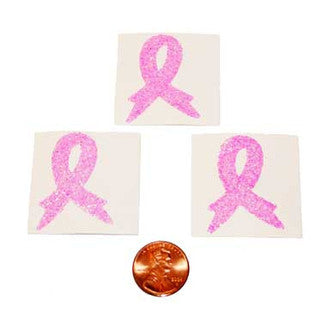 Pink Ribbon Glitter Tattoo Stickers (24 total tattoos in 2 bags) 29?› each